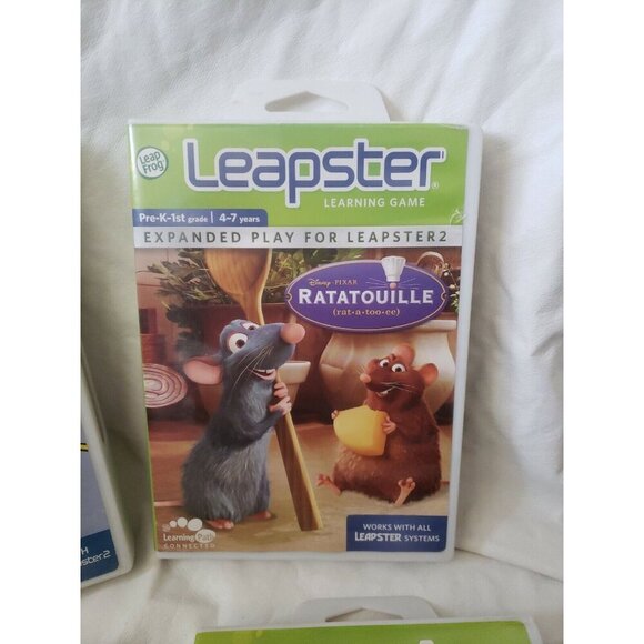 4 Leap Frog Leapster Games SpongeBob, Ratatouille,Disney Fairies & UP Used - Picture 3 of 5